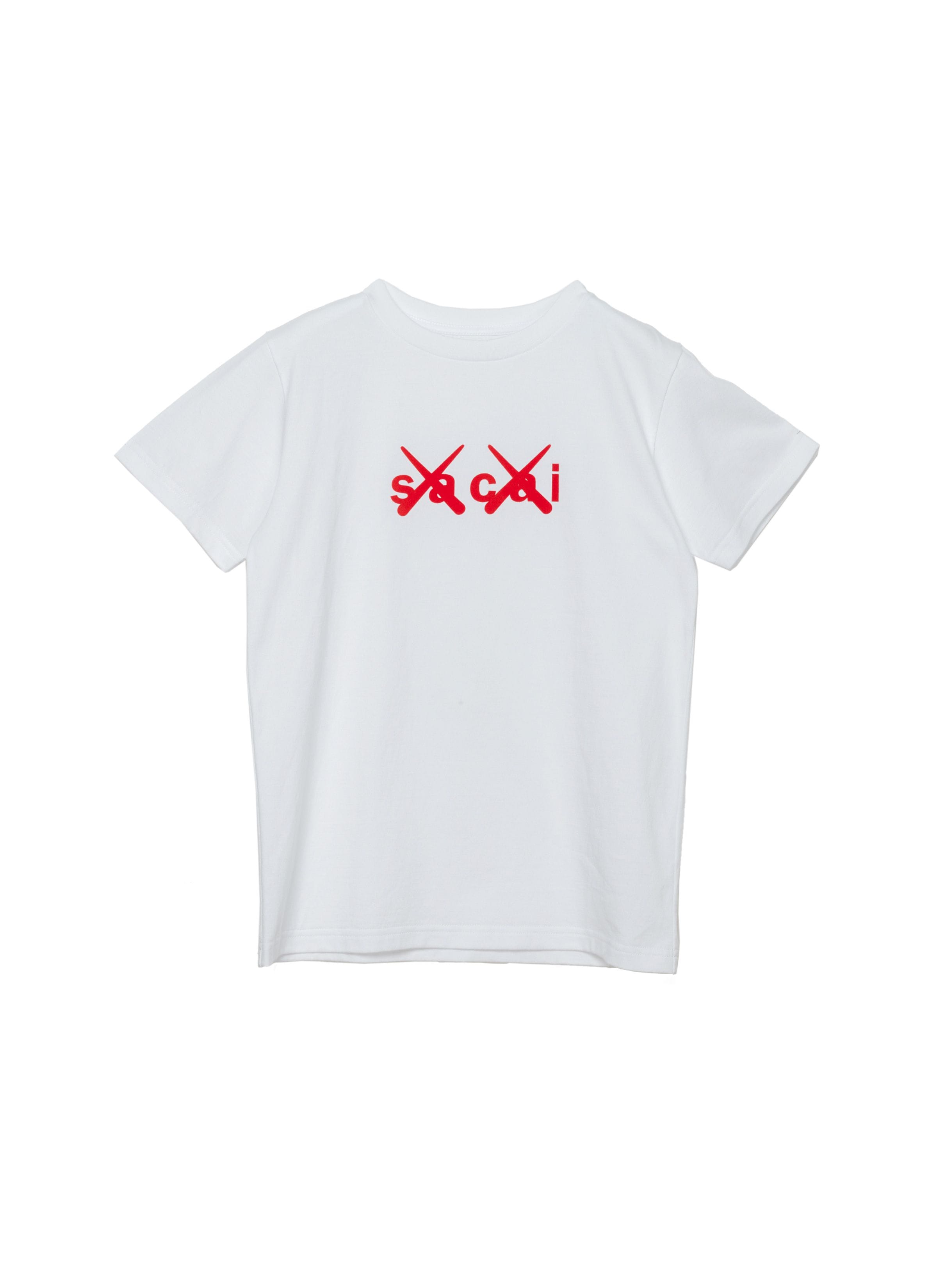 sacai x KAWS / Flock Print T-Shirt 詳細画像 WHITE×RED 4