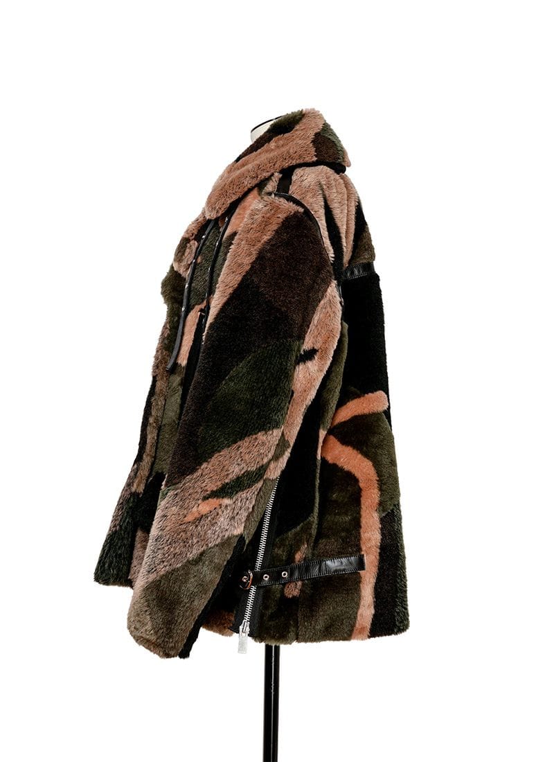 sacai x KAWS / Jacquard Faux Fur Coat 詳細画像