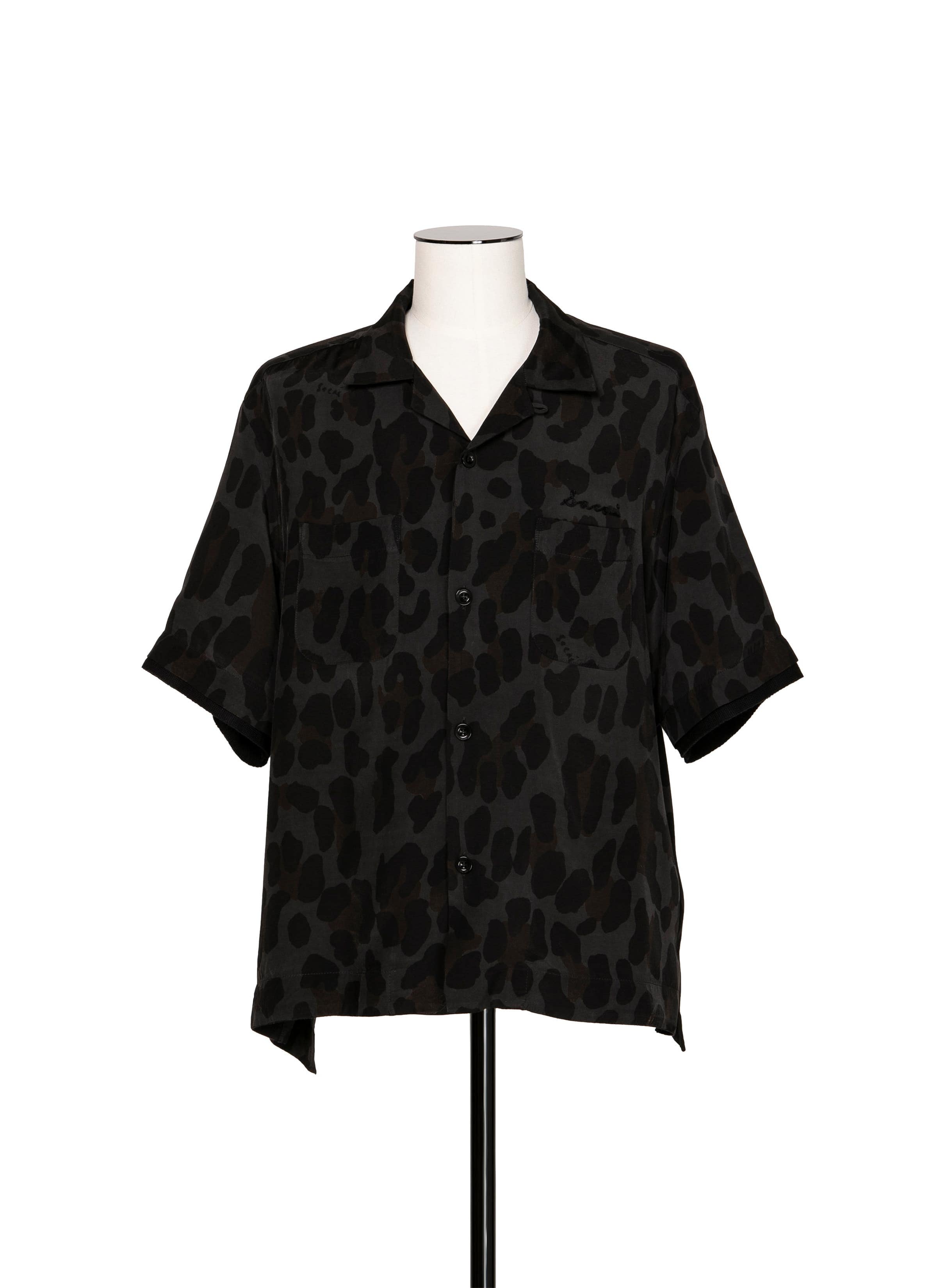 Leopard Print Bowling Shirt 詳細画像 BLACK 1