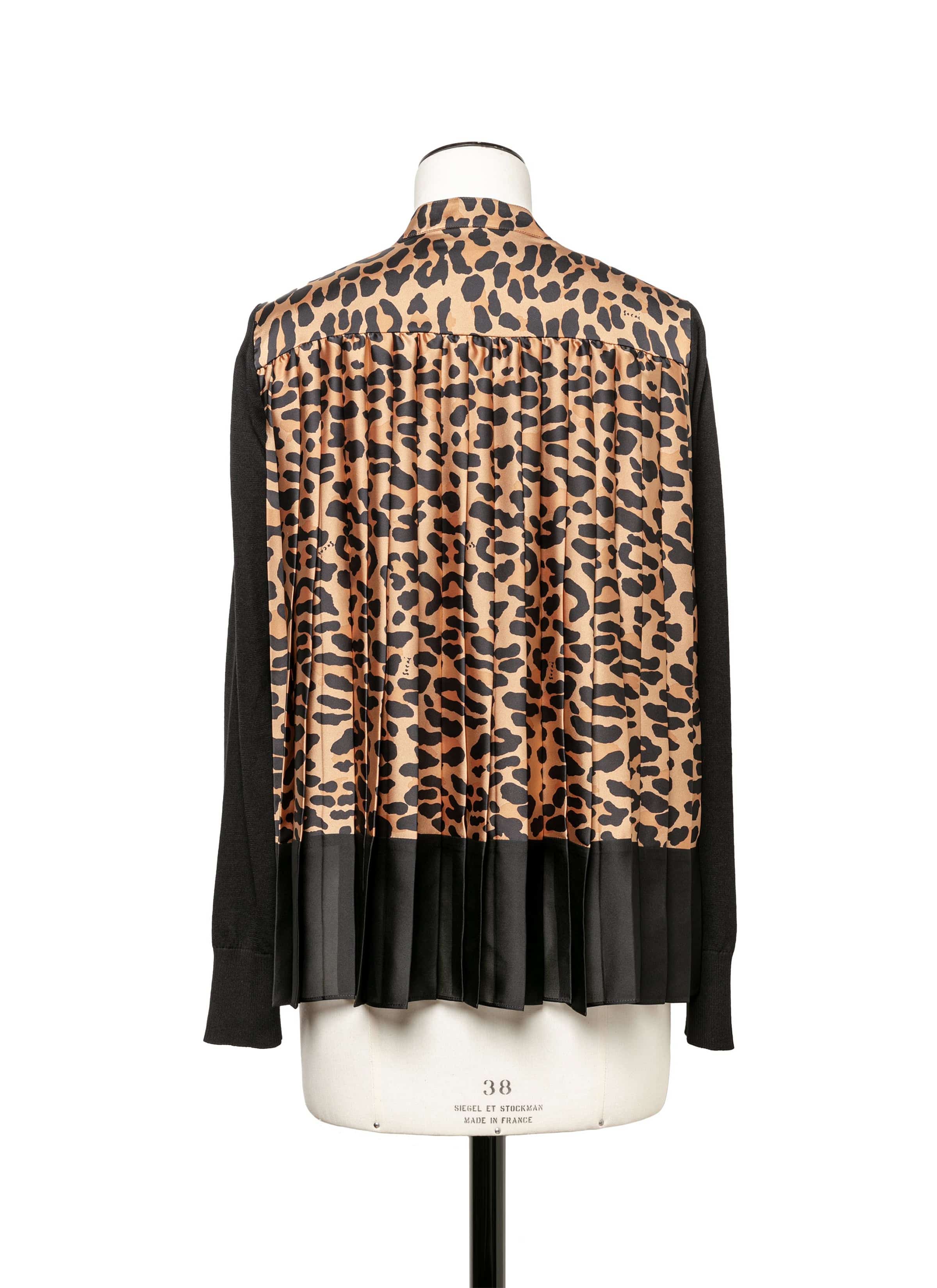Leopard Print Knit Cardigan 詳細画像 BLACK×BEIGE 3