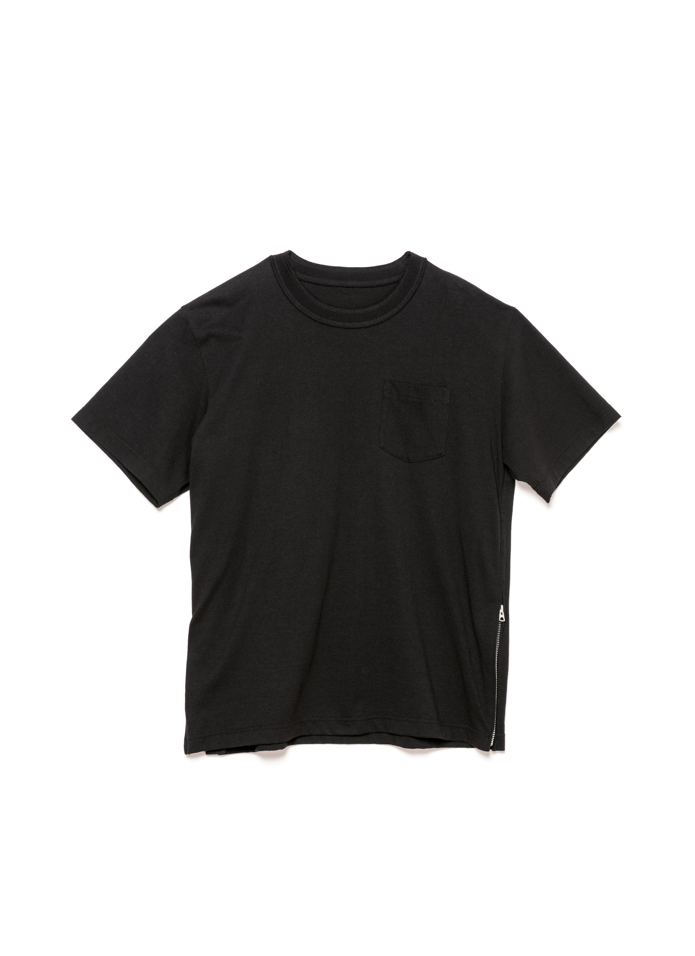 Side Zip Cotton T-Shirt 詳細画像 BLACK 1