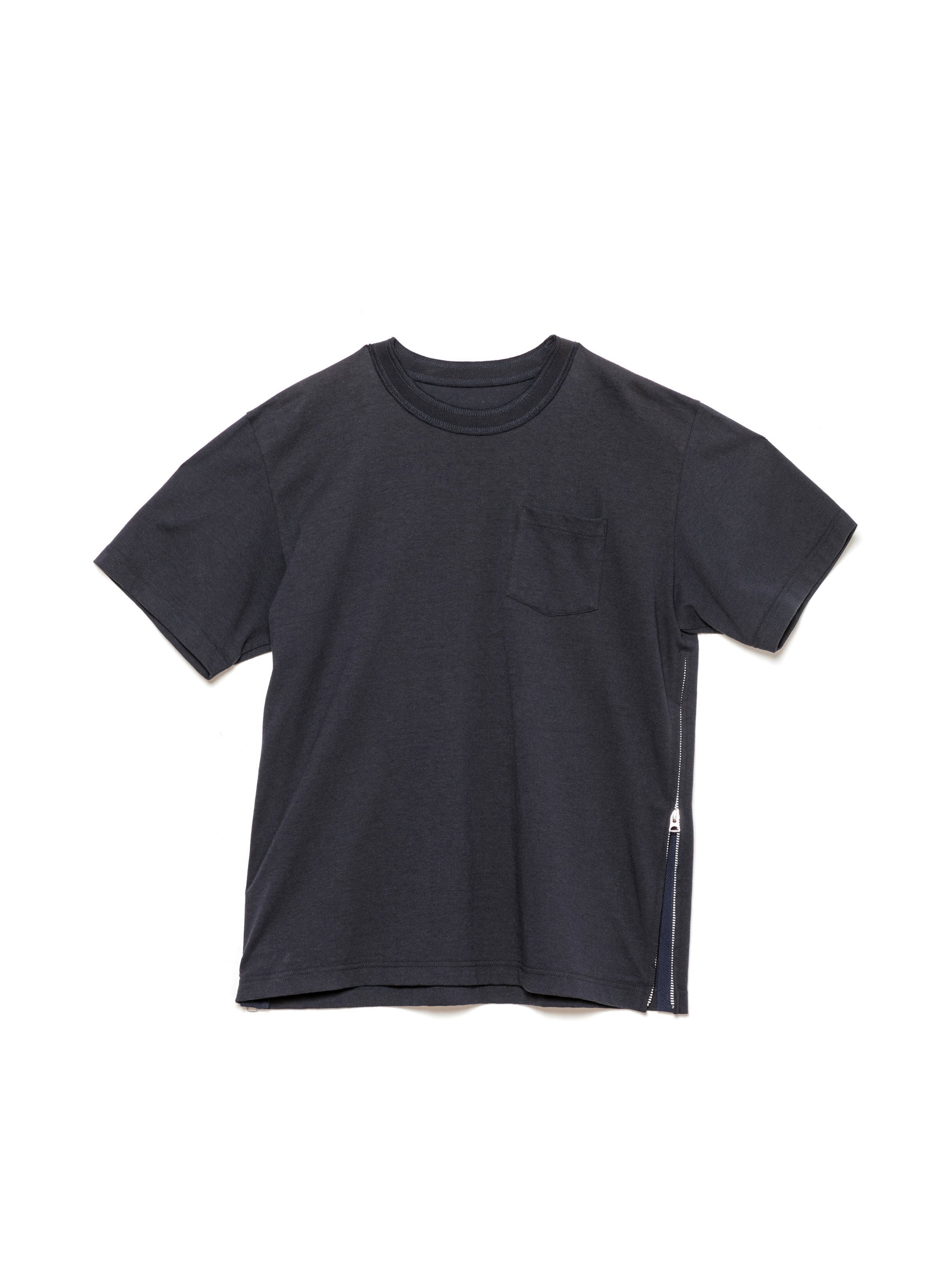 Side Zip Cotton T-Shirt 詳細画像 NAVY 1
